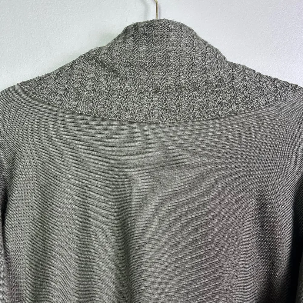 Ellen Tracy sweater Medium cowl neck equestrian‎ drape wool green shawl neck